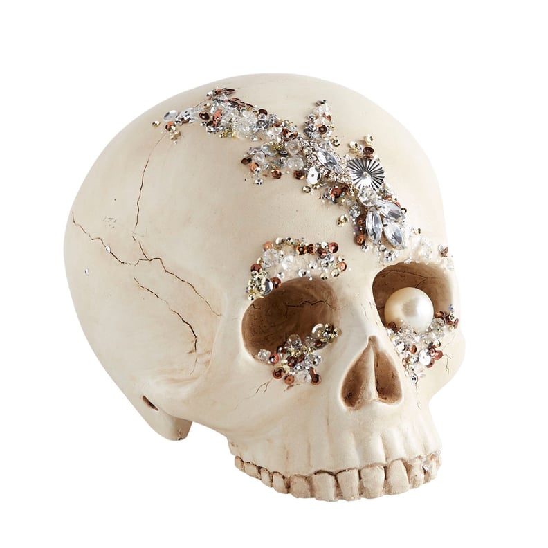 Bejeweled Skull Halloween Decor