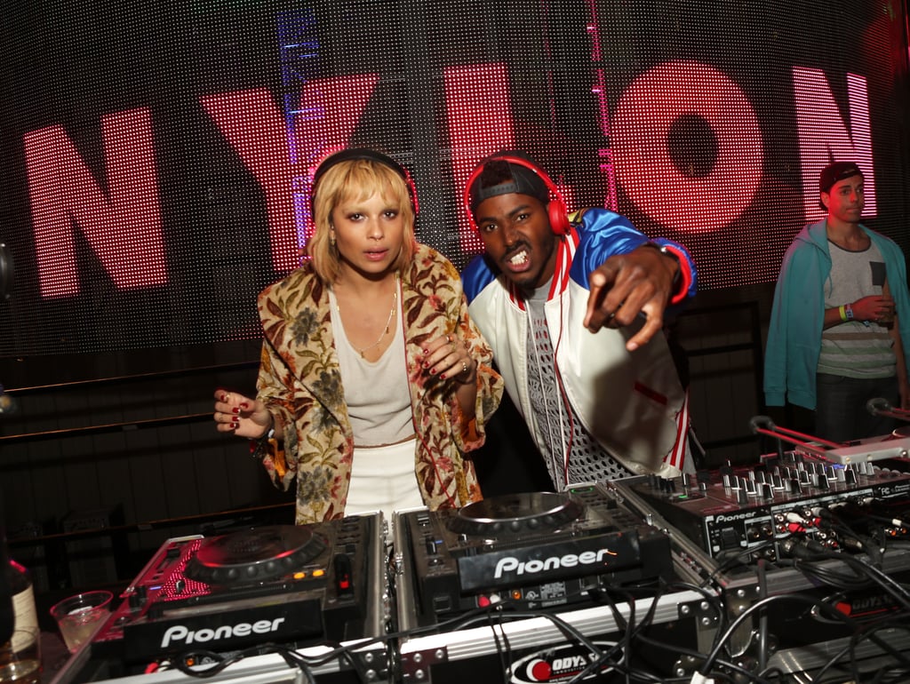 Zoe Kravitz and her cousin, DJ Ruckus, met up at Nylon and Guess's Neon Carnival bash.