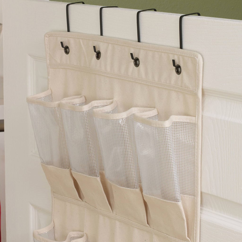 Hang a shoe organiser on the back of a seat.