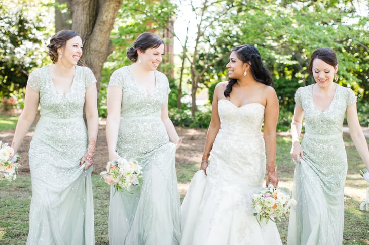 The Brides Smile Only Just Out Sparkled Her Bridesmaids Pale Green