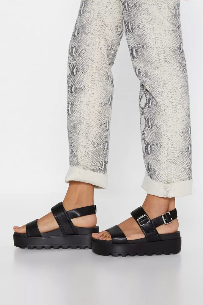 Platform Sandals: Nasty Gal Faux Leather Buckle Platform Sandal