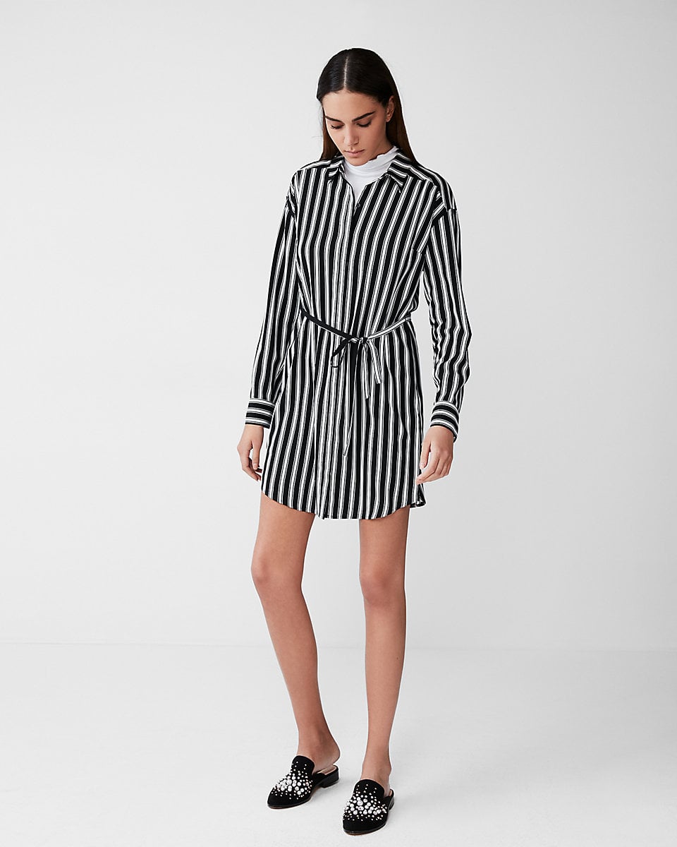 Express black and white striped dress sale