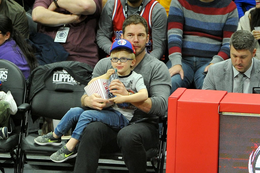 Chris Pratt and Son Jack at LA Clippers Game December 2017