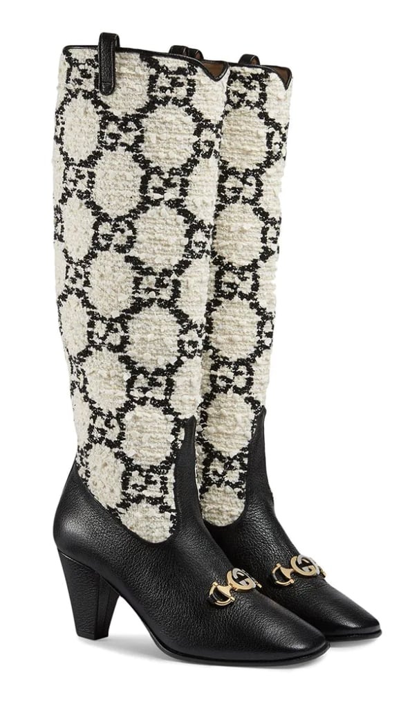 Gucci Zumi GG Tweed Knee-High Boots
