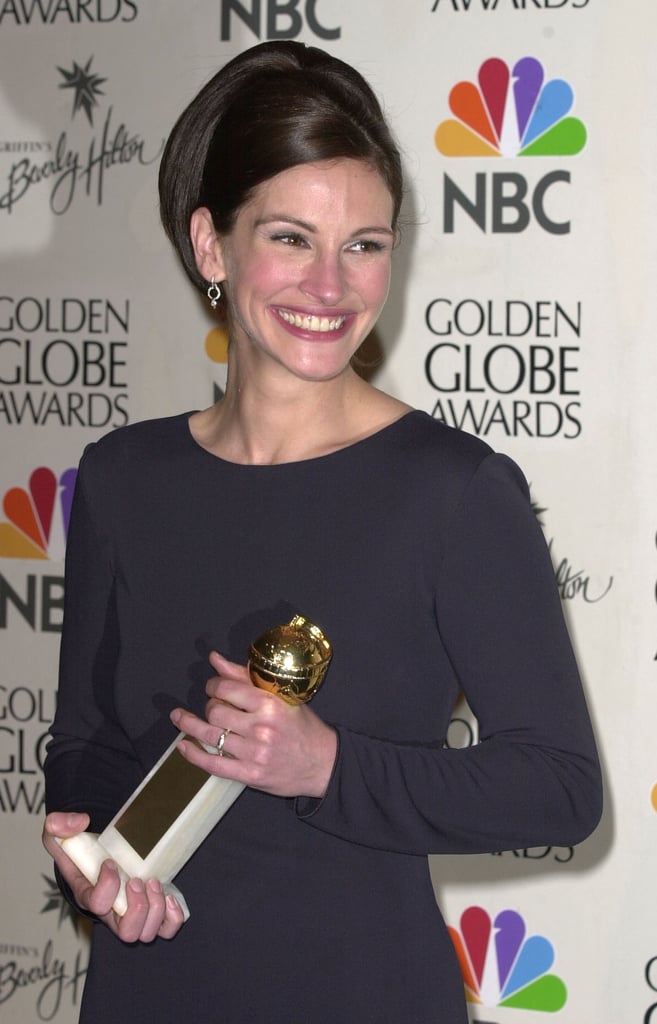 Julia showed her megawatt smile after winning a Golden Globe in 2001.