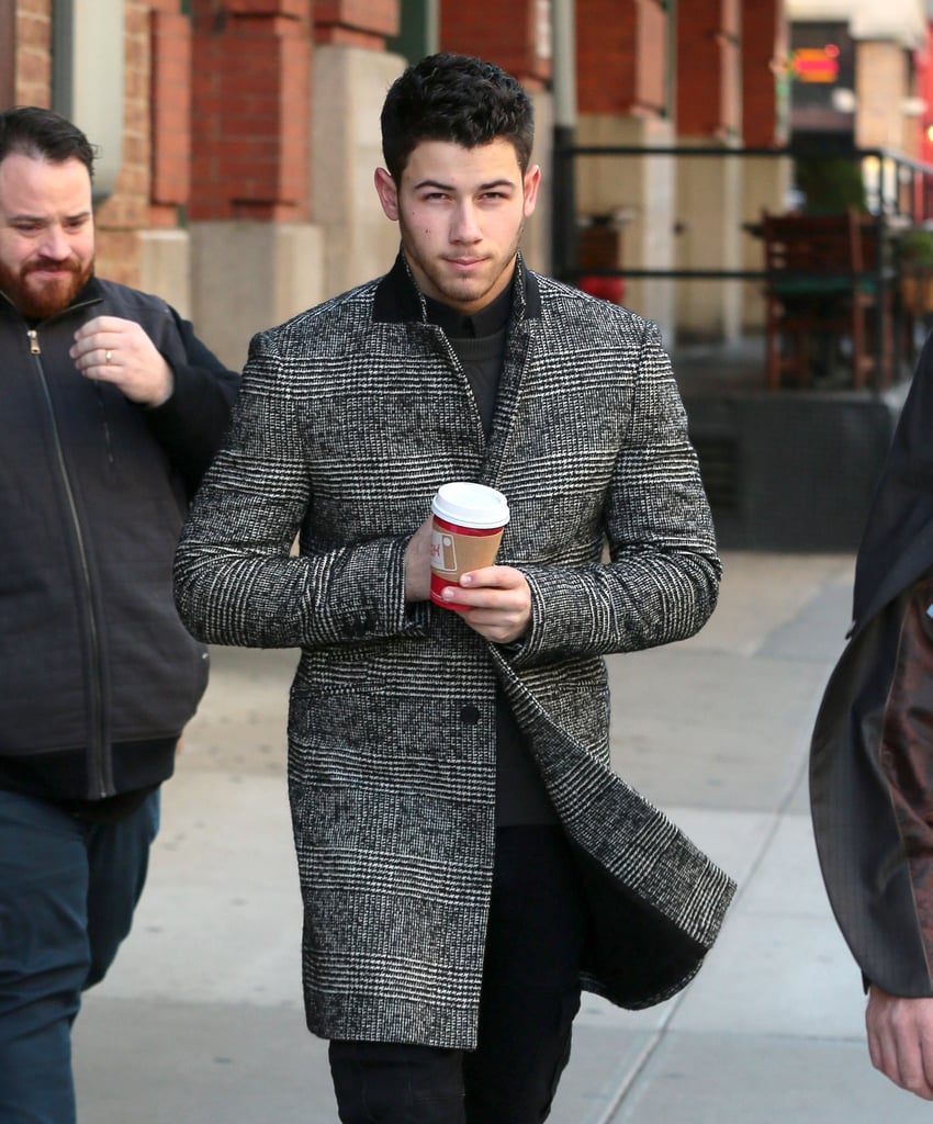 Nick Jonas braved the NYC chill with the help of coffee on Tuesday.