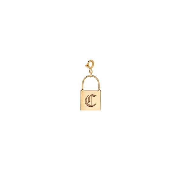 Zoë Chicco 14K Large Padlock Initial Charm Pendant With Spring Ring