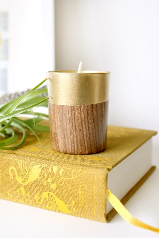 DIY Faux Wood Candle Holder