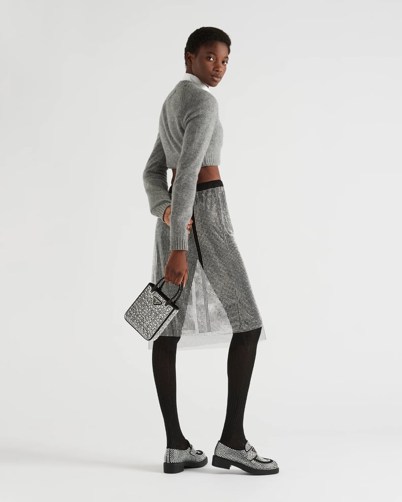 Prada Rhinestone-studded Tulle Skirt