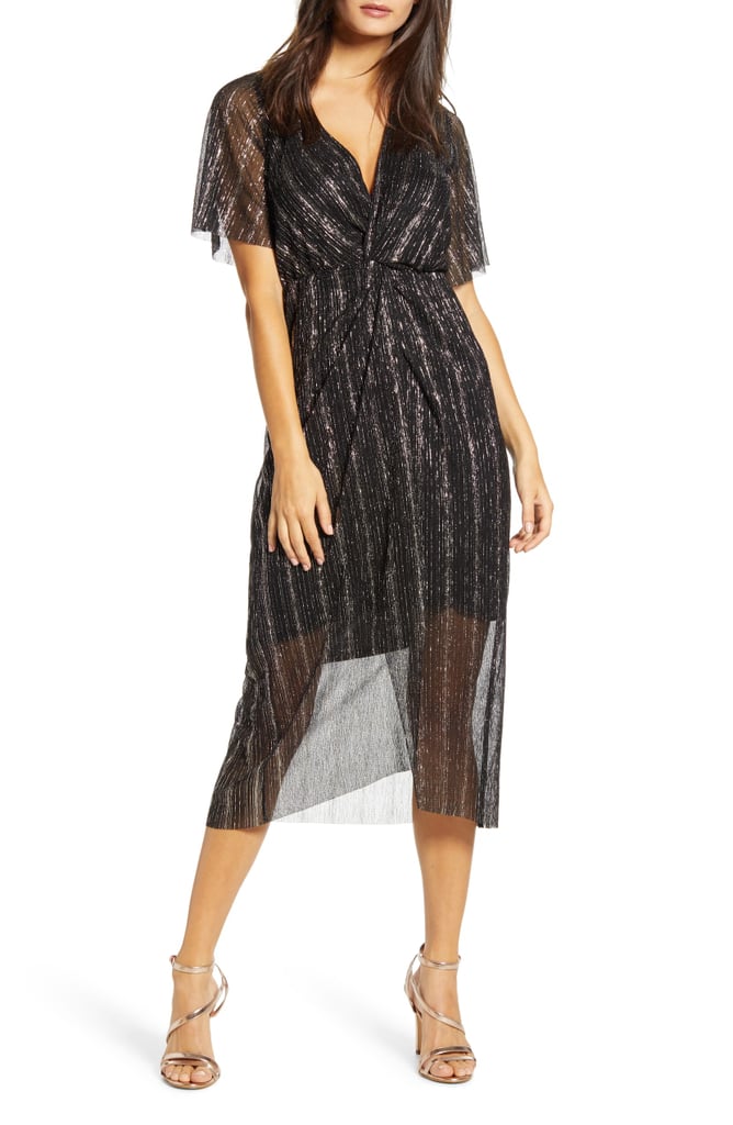 All in Favour Dolman Plissé Midi Dress