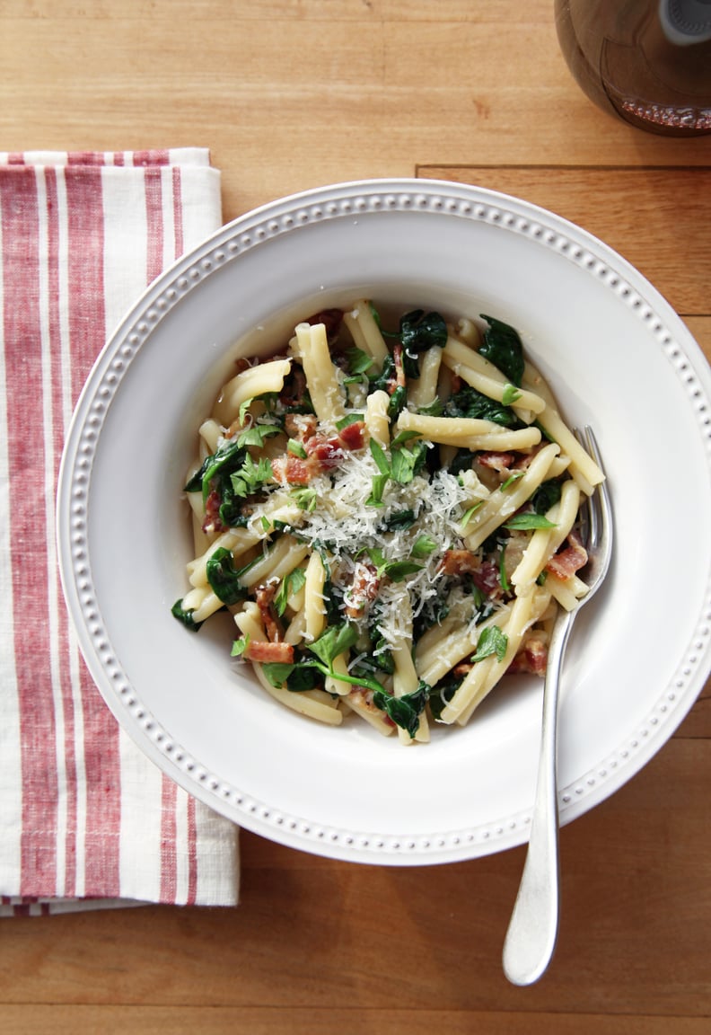 Eggy Pasta With Spinach and Bacon