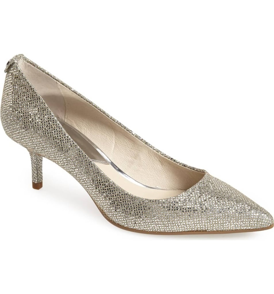 michael kors silver kitten heels