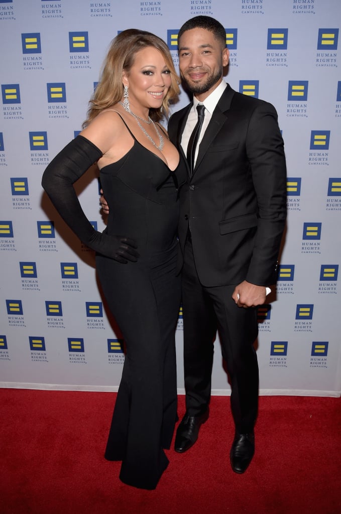 Mariah Carey hit the red carpet with Empire actor Jussie Smollett, who recently clarified that he's gay, at the Human Rights Campaign event in LA on Saturday.
