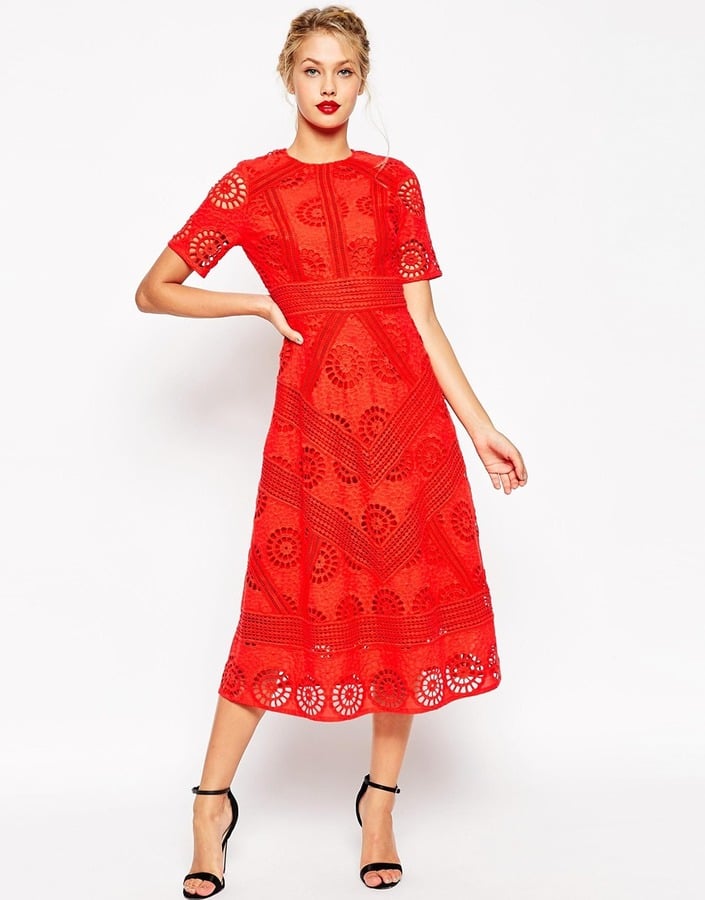 ASOS Premium Midi Skater Dress in Lace ($153)