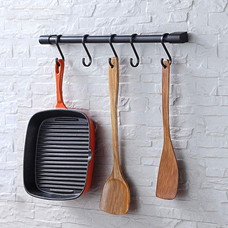 Vintage Gray Solid Wood Pan & Pot Organizer Rack