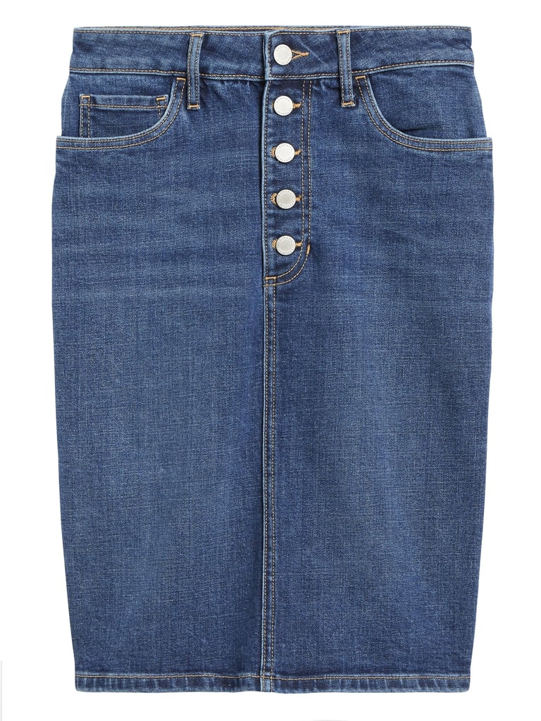 Banana Republic Button-Fly Denim Pencil Skirt