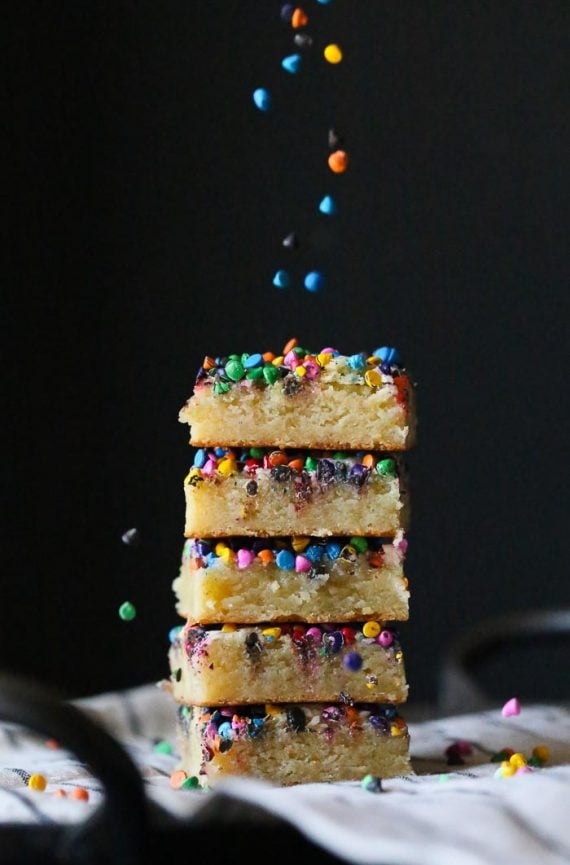 Rainbow Chip White Chocolate Blondies
