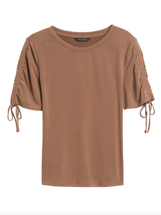 Sandwash Modal Ruched-Sleeve Top