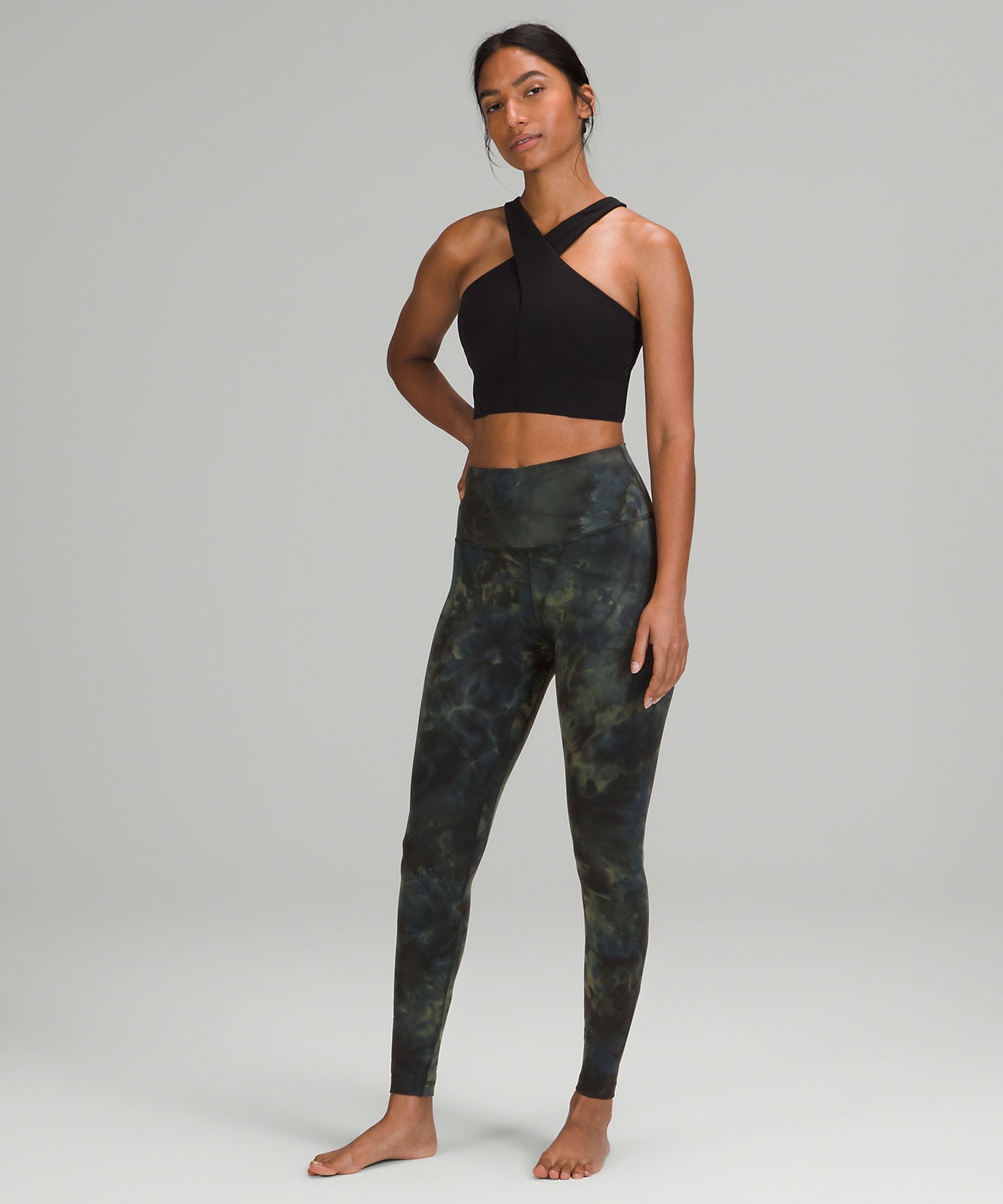 Lululemon Wunder Under Size 6 Fatigue Green Camo Crop Leggings Active Yoga