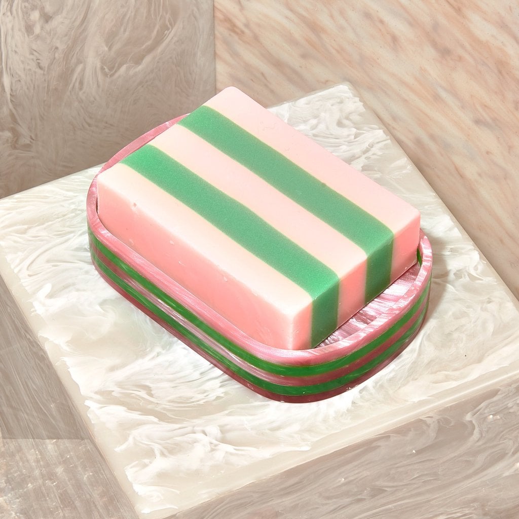 "I've been rearranging my entire bathroom and my beauty drawers. I've been a big fan of Edie Parker Custom Vanity Trays from the start, and I love all of the custom sets you can build. This gorgeous Edie Parker Flower Soap Dish Set in Pineapple Rising ($125) is the perfect place to start my collection at a more affordable price point."