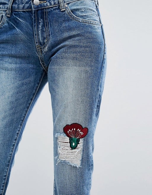 Evidnt Floral Patch Slim Leg Jeans