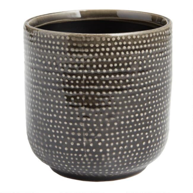 Black Dot Reactive Glaze Ceramic Planter