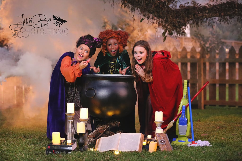 Girls Dressed Up as the Sanderson Sisters From Hocus Pocus