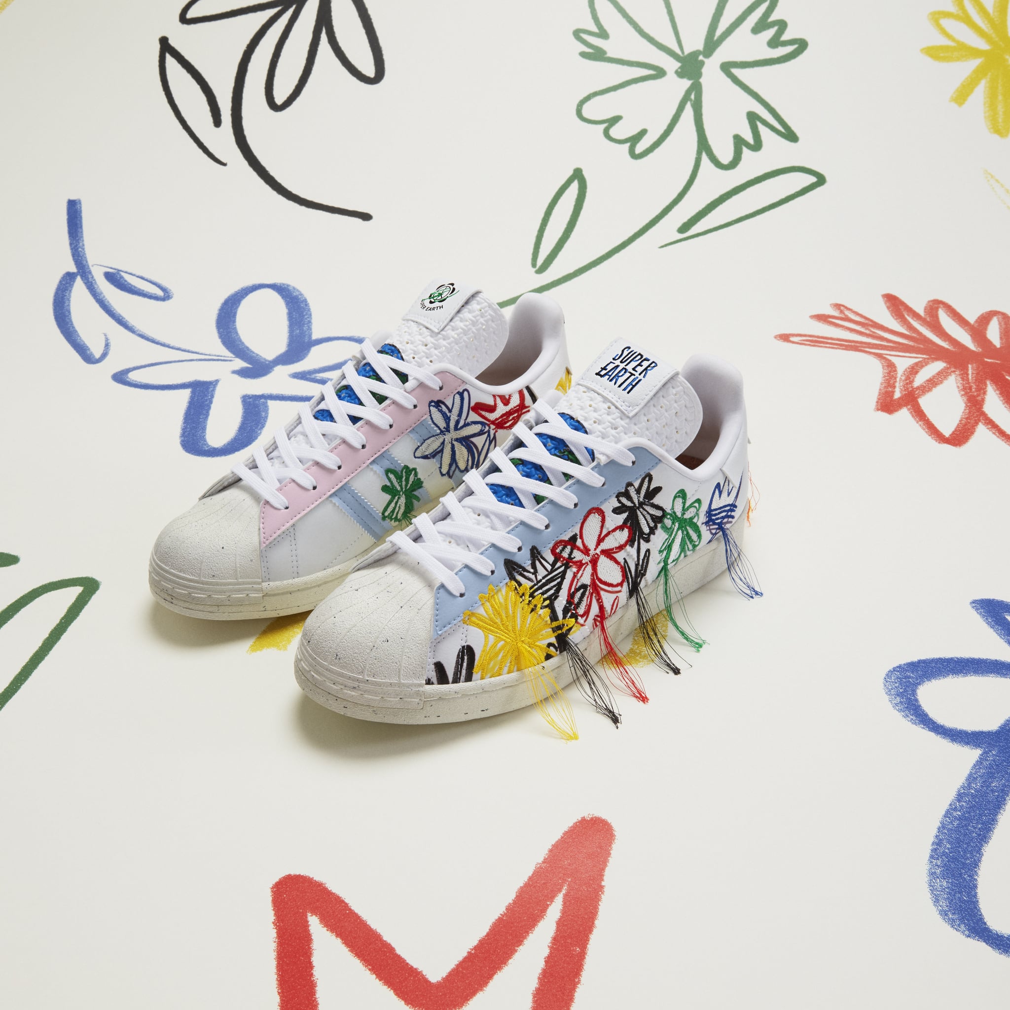adidas sneakers with flowers