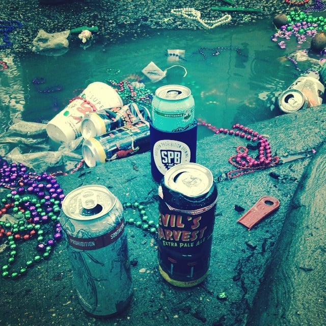 Just beads and beer cans everywhere.