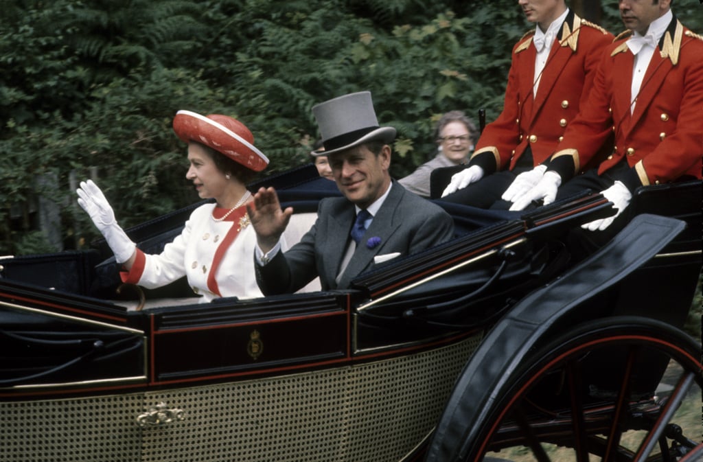Queen Elizabeth II and Prince Philip arrived at Royal Ascot in an open carriage during the Summer of 1976.