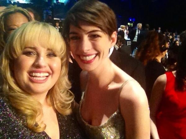 Rebel Wilson held her camera steady to score a picture with Anne Hathaway at the 2013 Critics' Choice Awards.