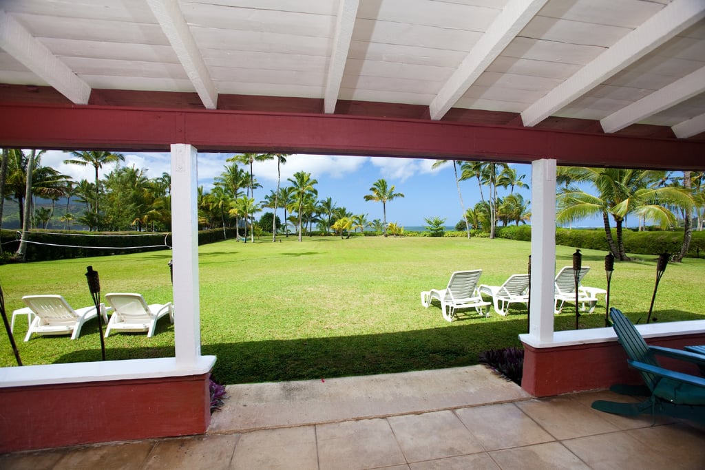 The epitome of outdoor living: a spacious porch with ocean views. Bliss!