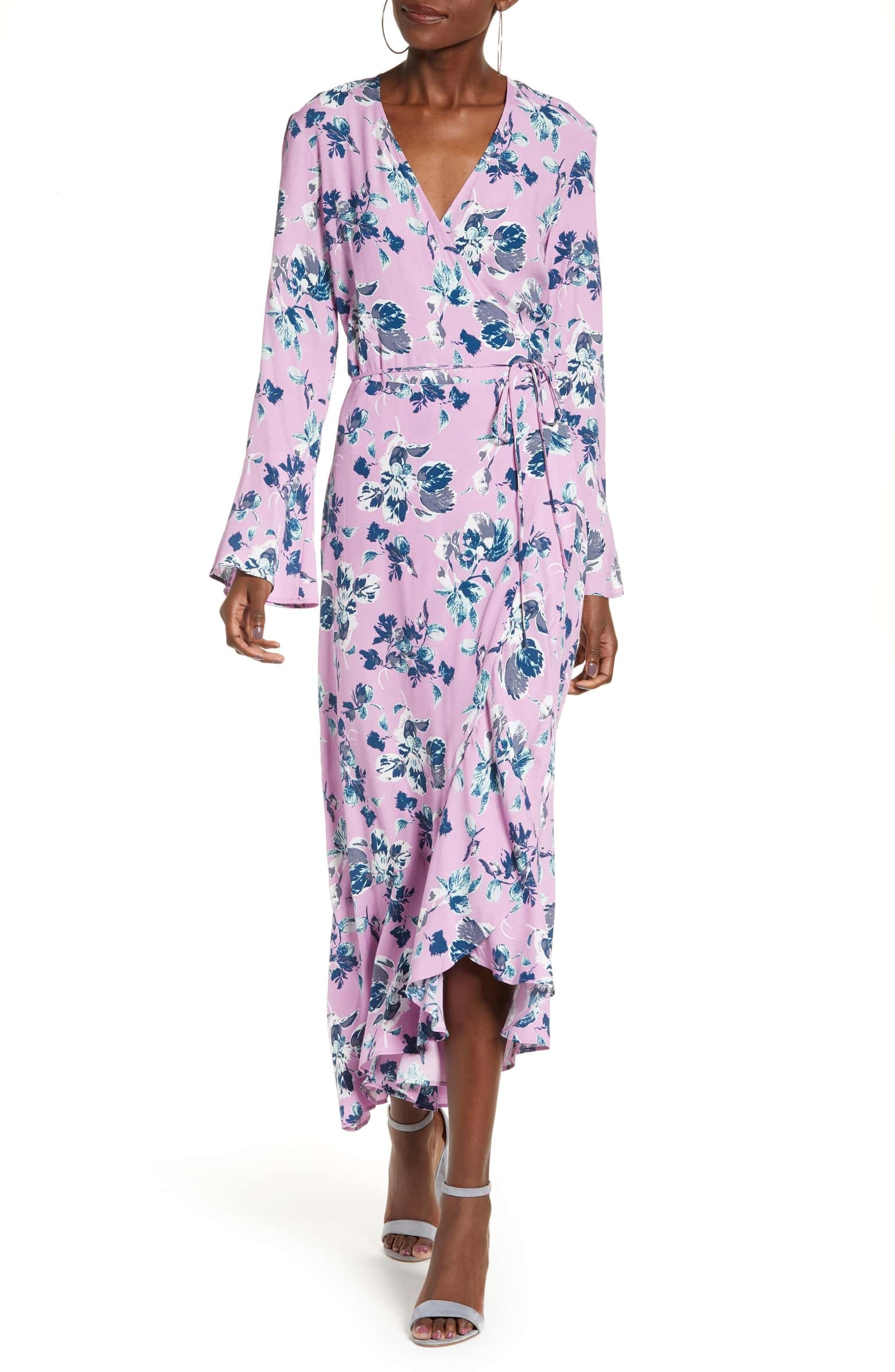 Leith floral deals wrap dress