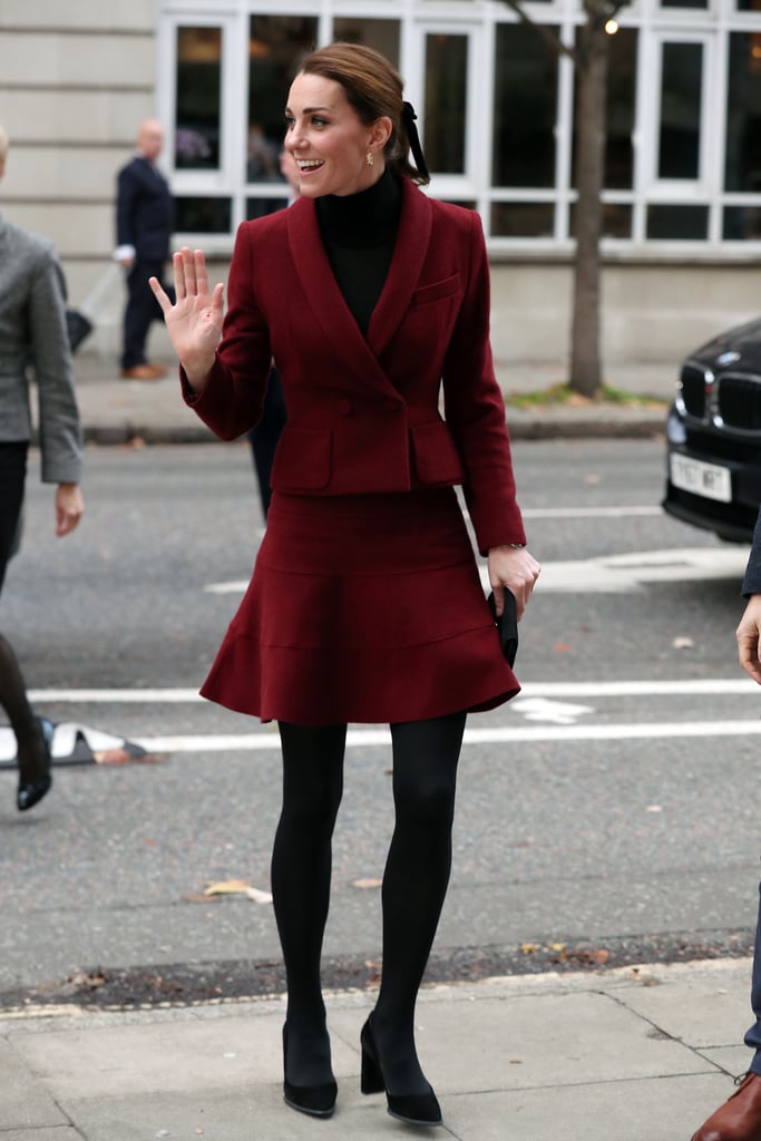 Kate Middleton Burgundy Skirt Suit November 2018