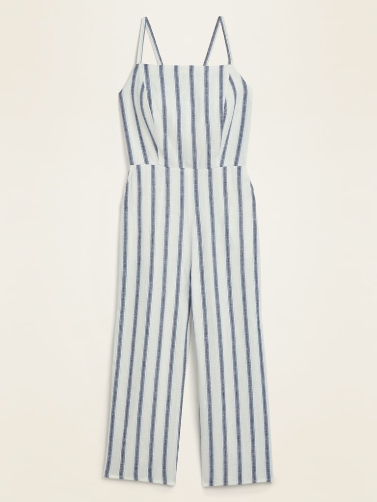 Old Navy Striped Linen-Blend Cami Jumpsuit