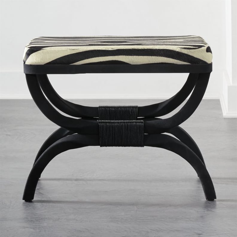 Cruella de Vil: Serpette Zebra Print Cowhide Stool