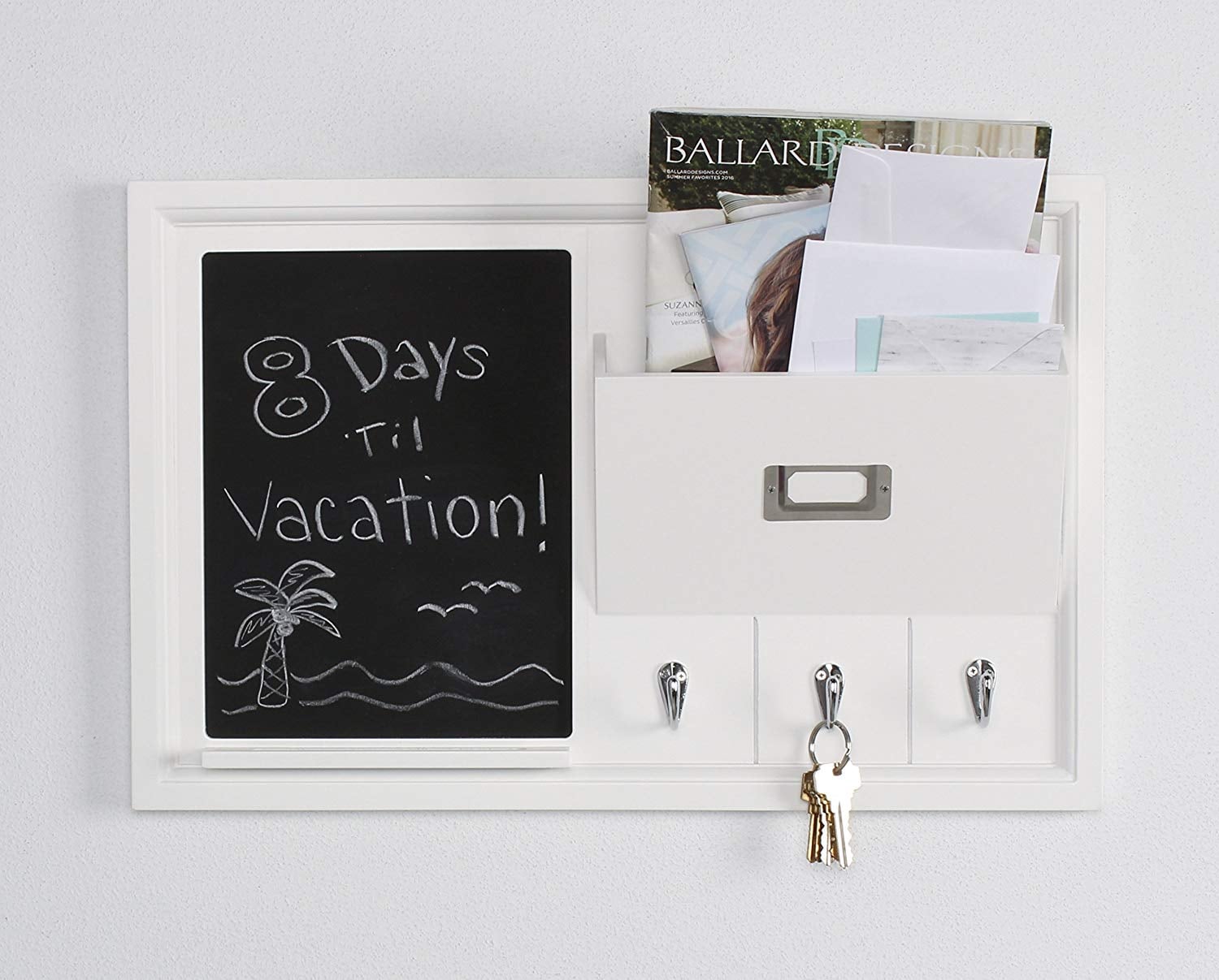 Decorative Home Organizer With Chalkboard Mail Holder And Key