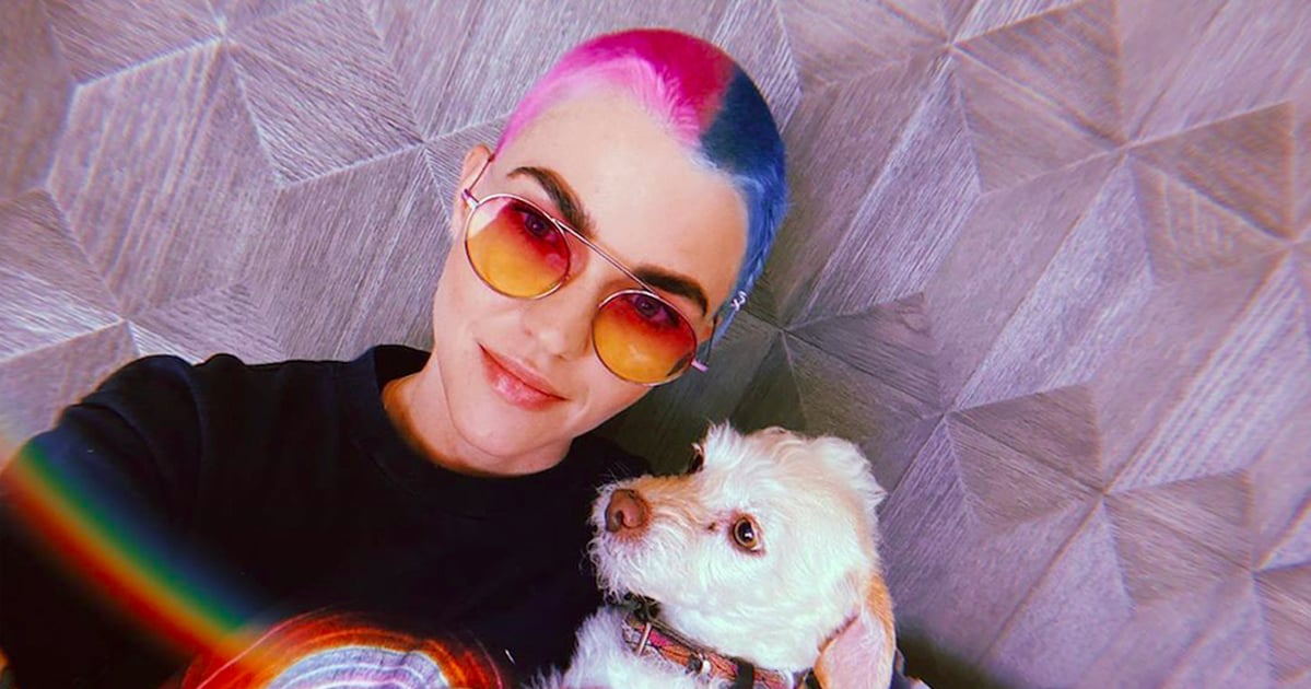 Ruby Rose's Buzzcut and Half-Pink, Half-Blue Hair Color | POPSUGAR Beauty