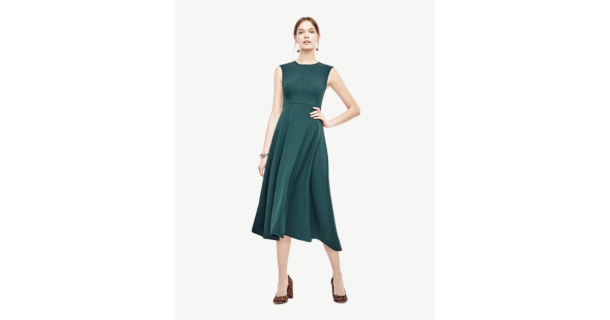 Ann Taylor Crepe Seamed Midi Dress ($149) | Tea Dress Trend | POPSUGAR ...