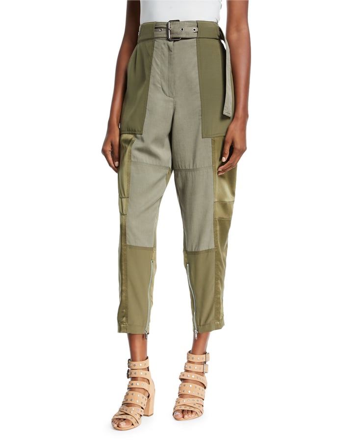 patchwork cargo jeans
