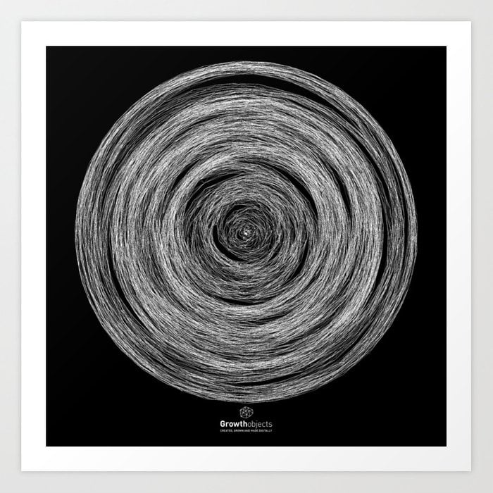 Geometric Nature: Nest b/w Art Print