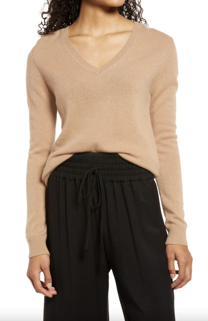 A Casual-Chic Layer: Nordstrom Cashmere Essential V-Neck Sweater