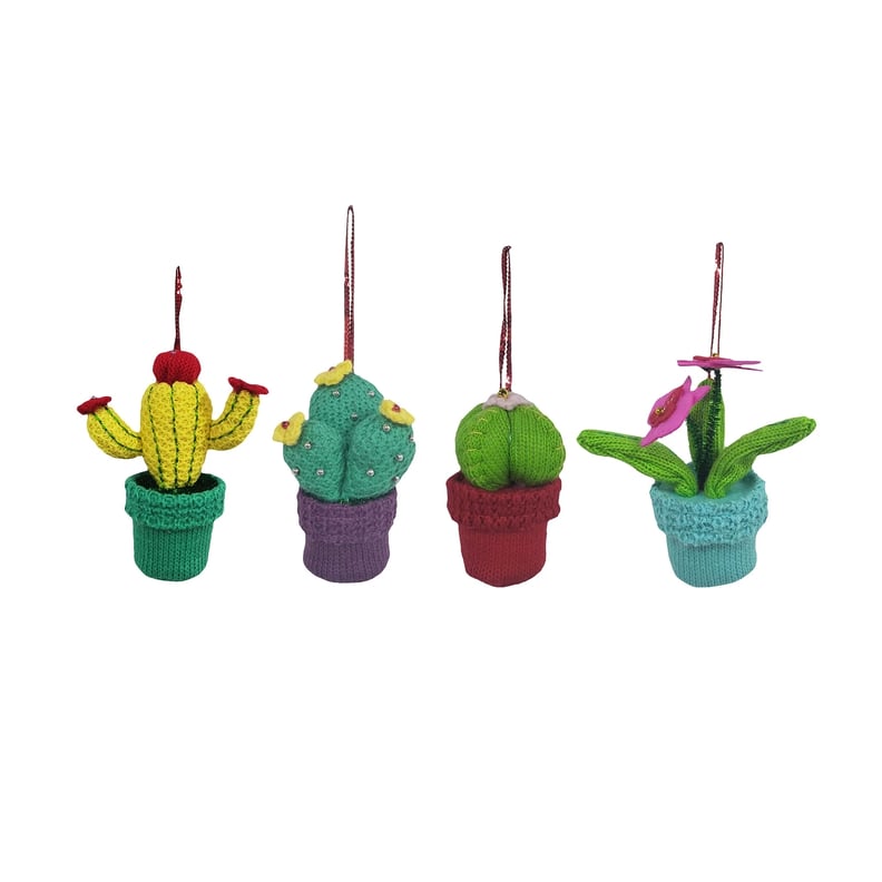 4ct Jingle City Knit Cactus Christmas Ornament Set