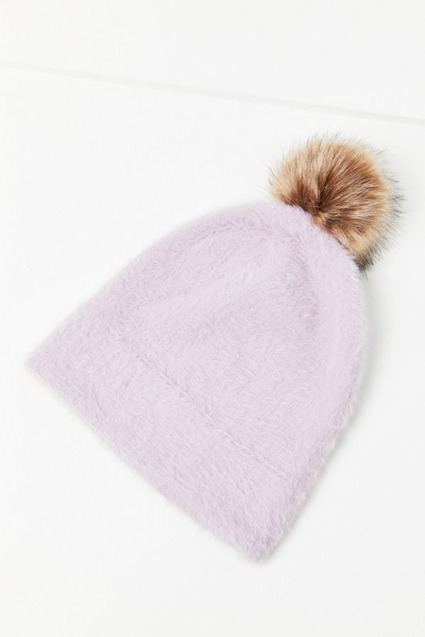 Fuzzy Furry Pompom Beanie