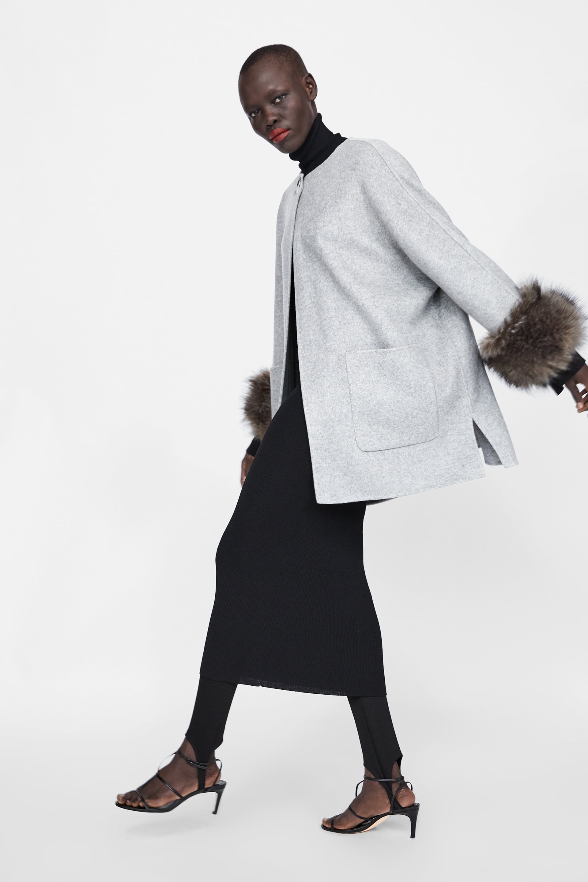 Zara Coat With Faux Fur Cuffs | Kendall 