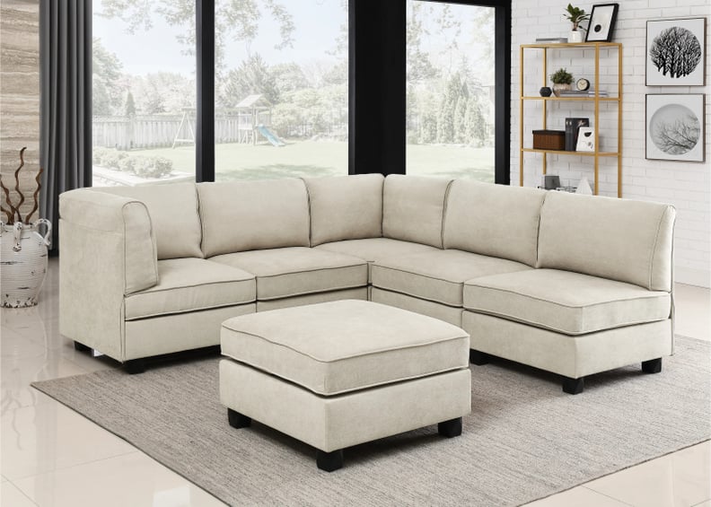 Modular Corner Sectional: Mercury Row Roeder 120" Wide Modular Corner Sectional With Ottoman