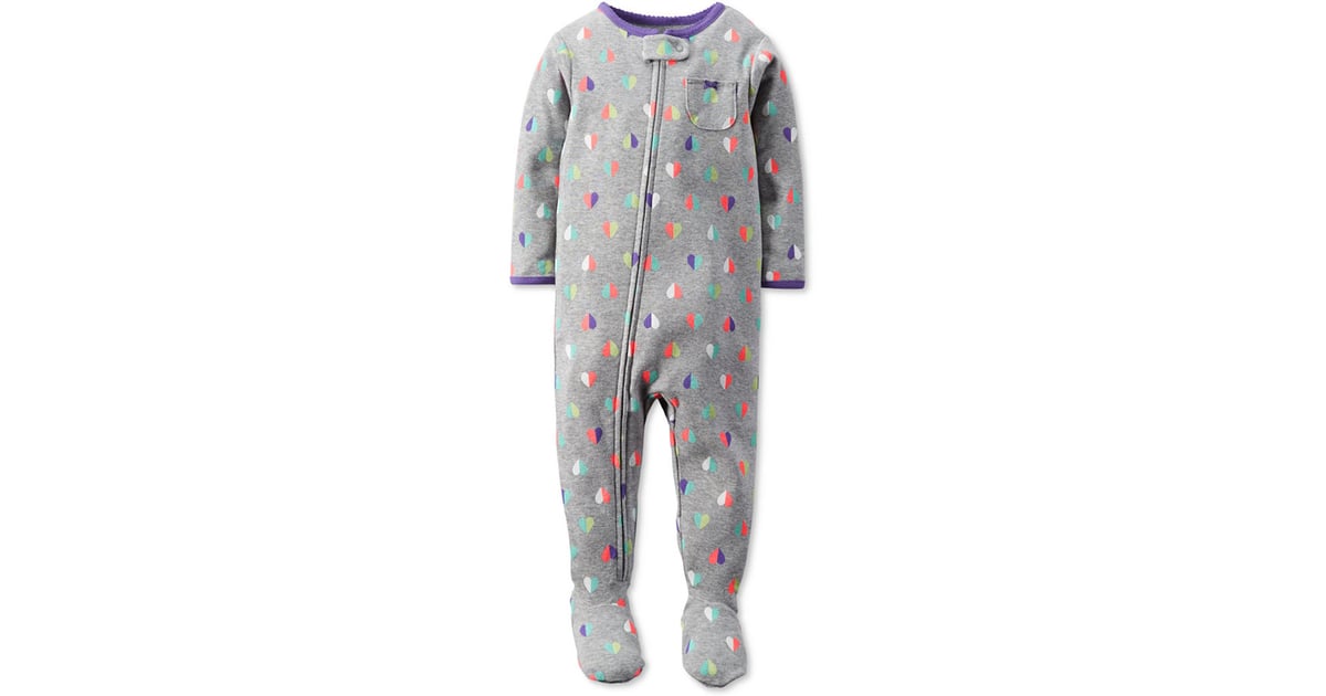 Girls' OnePiece Footed Hearts Pajamas Kids' Valentine's Day Pajamas