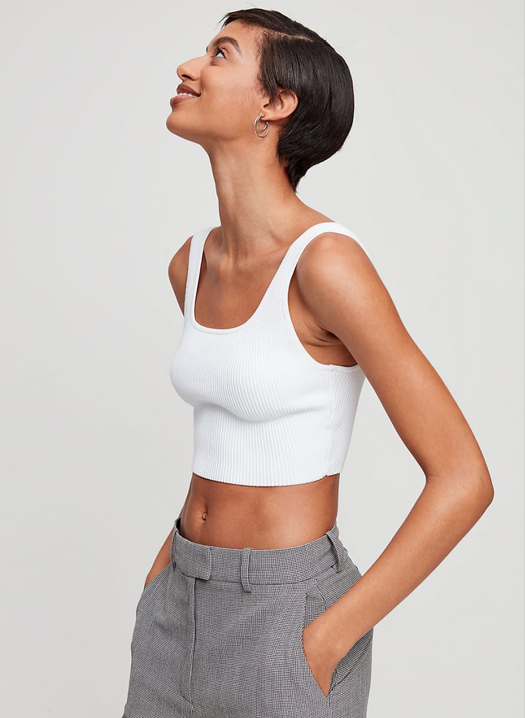 cropped ribbed knit tank top