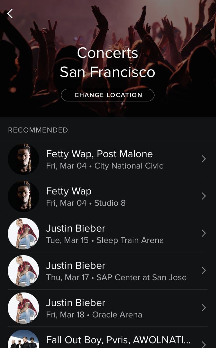 Find Concerts to Go to Based on Your Music