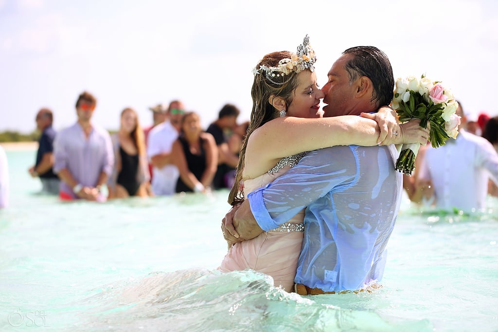 Wedding on a Sandbar in Caribbean Sea